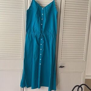 Eddie Bauer Teal Sleeveless Button-Down Dress